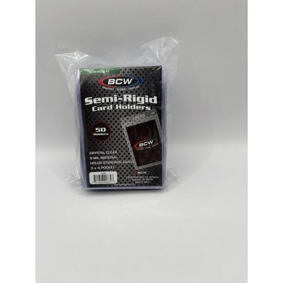 BCW Supplies Semi Rigid Card Holders #2, 1-SR2, 3 “x 4”, 9 Mil, 50ct. - Picture 2 of 2